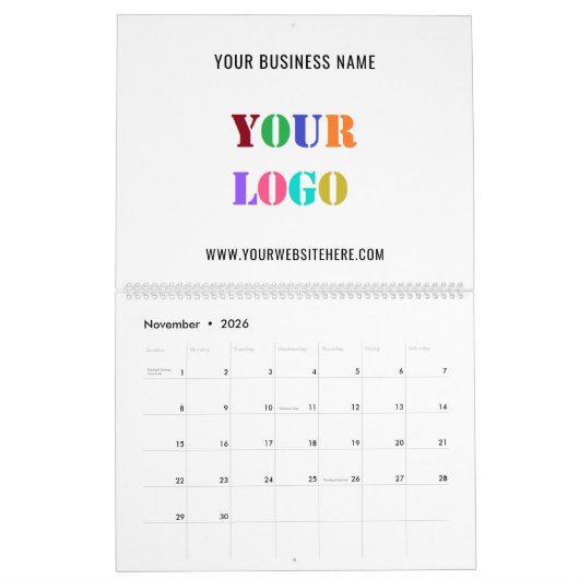 カスタム文字ロゴおよび販売促進カレンダー カレンダー (11月 2026)