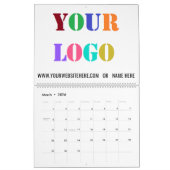 カスタム文字ロゴとビジネスカレンダーの例 カレンダー (3月 2026)