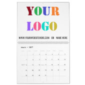 カスタム文字ロゴとビジネスカレンダーの例 カレンダー (3月 2027)