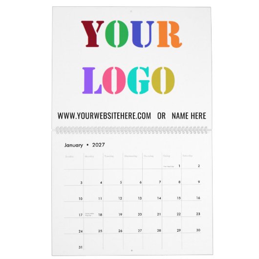 カスタム文字ロゴとビジネスカレンダーの例 カレンダー (1月 2027)