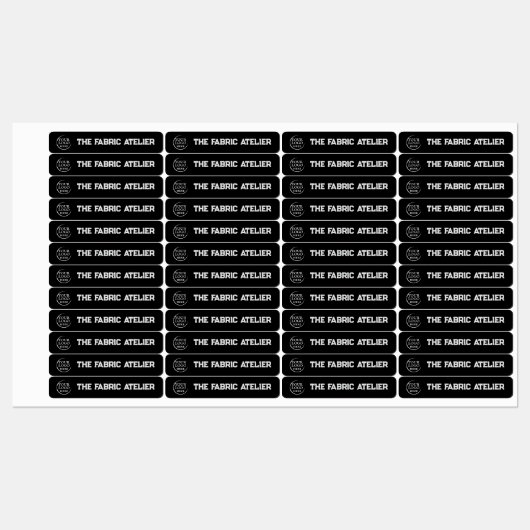 カスタム文字ロゴと黒い布の衣料品ラベル ラベル (シート)