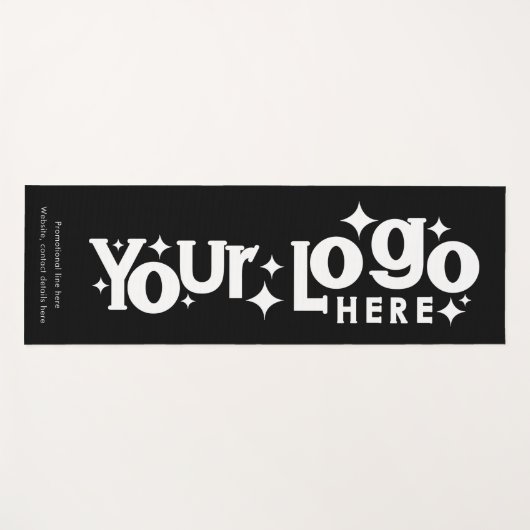 カスタム文字ロゴ白黒レトロ ヨガマット (正面(横))