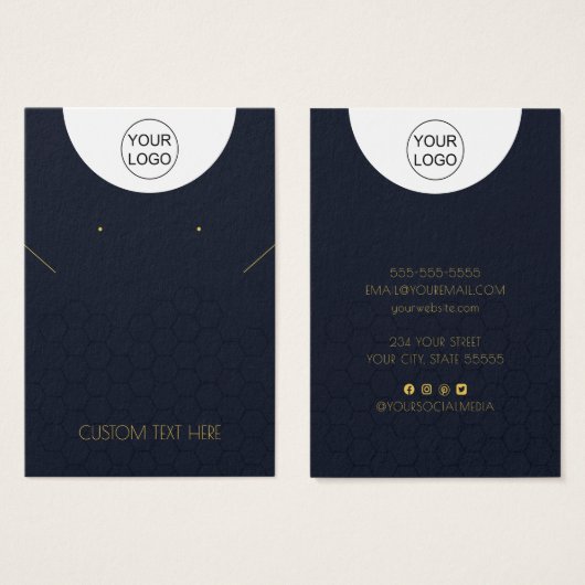 カスタム文字ロゴ・ネックレスイヤリングディスプレイカード (正面&裏面)