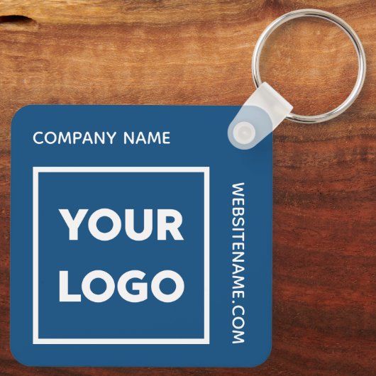 カスタム文字ロゴ・ビジネススワッグブルー キーホルダー (裏面)