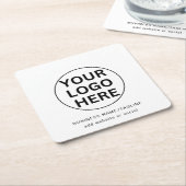 カスタム文字ロゴ&ビジネスlブラック&ホワイトプロモーション スクエアペーパーコースター (アングル)