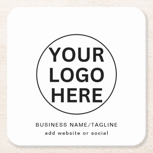 カスタム文字ロゴ&ビジネスlブラック&ホワイトプロモーション スクエアペーパーコースター (正面)