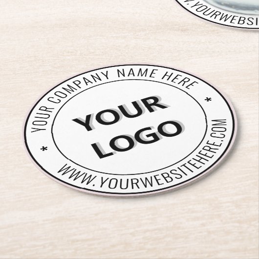 カスタム文字ロゴ – プロモーションビジネス ラウンドペーパーコースター (アングル)