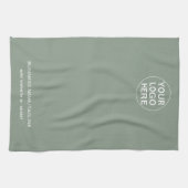 カスタム文字ロゴ&Sage Green Branded Business キッチンタオル (横)