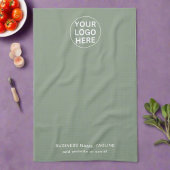 カスタム文字ロゴ&Sage Green Branded Business キッチンタオル