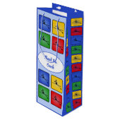 カスタム文字ローイングアイコン青 ワインギフトバッグ (正面アングル)