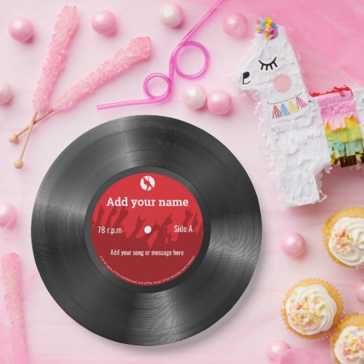 カスタム文字ヴィンテージまたはレトロビニールレコード ペーパープレート (パーティー)