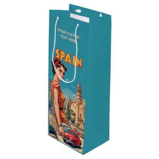 カスタム文字ヴィンテージスペイン ワインギフトバッグ (正面アングル)