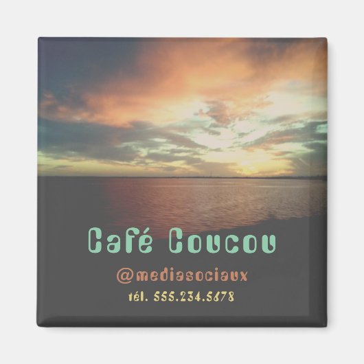 カスタム文字事業名レトロサンセット マグネット (正面)