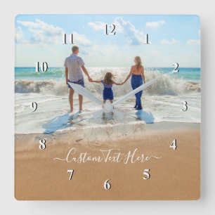 カスタム文字付きフォトウォールクロック スクエア壁時計