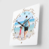 カスタム文字付きフォトクロックパーソナライズされた スクエア壁時計 (傾斜)