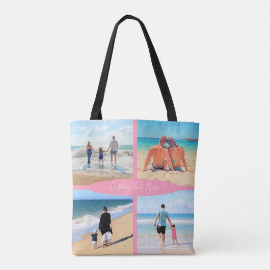 カスタム文字付きフォトコラージュのトートバッグ トートバッグ (裏面)