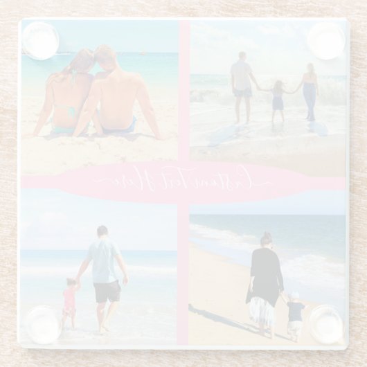 カスタム文字付きフォトコラージュガラスコースター ガラスコースター (裏面)