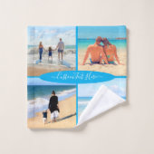 カスタム文字付きフォトコラージュバスタオル バスタオルセット (ウォッシュタオル)