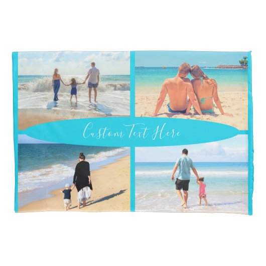 カスタム文字付きフォトコラージュ枕ケース 枕カバー (正面)