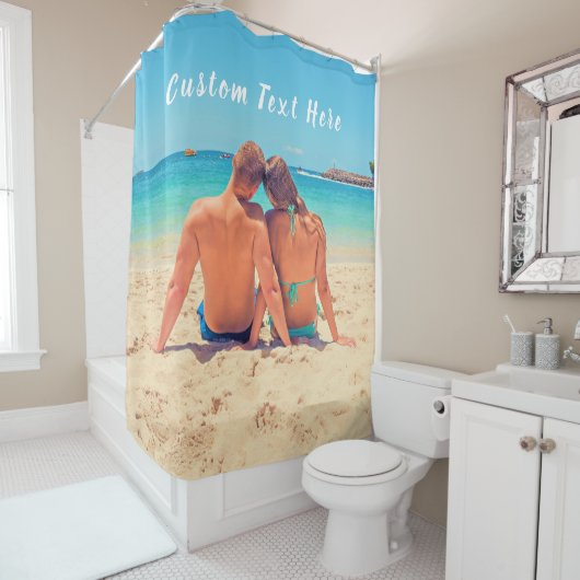 カスタム文字付きフォトシャワーカーテン シャワーカーテン (インサイチュ)