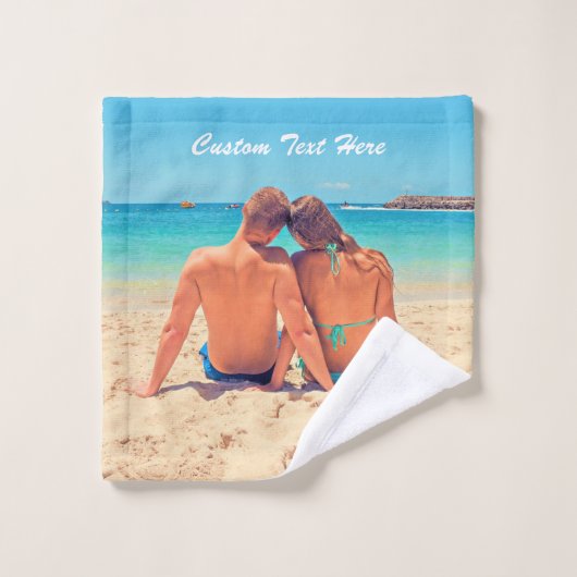 カスタム文字付きフォトバスタオル バスタオルセット (ウォッシュタオル)