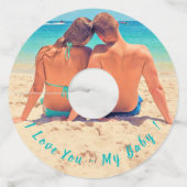 カスタム文字付きフォトワイングラスラベル- I Love You ワイングラスタグ (正面)