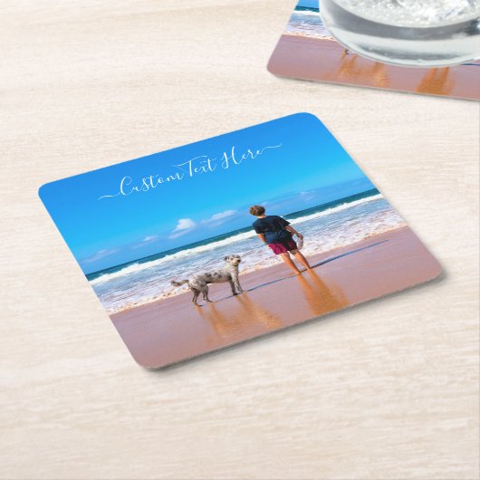 カスタム文字付きフォト紙コースター スクエアペーパーコースター (アングル)