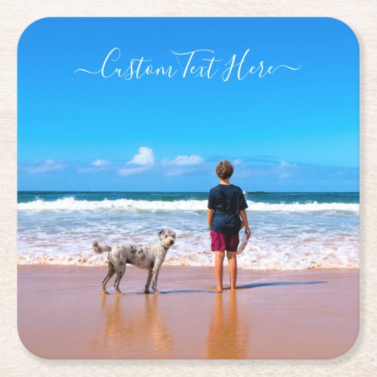 カスタム文字付きフォト紙コースター スクエアペーパーコースター (正面)