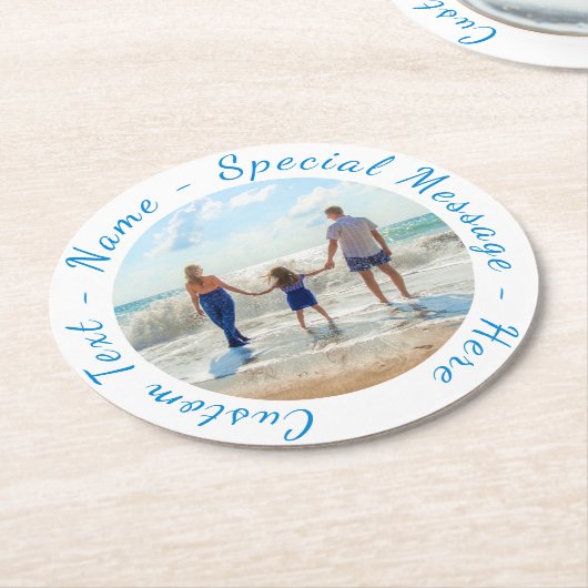 カスタム文字付きフォト紙コースター ラウンドペーパーコースター (アングル)
