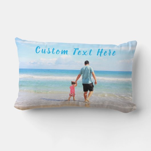 カスタム文字付き家族の写真枕 ランバークッション (裏面)