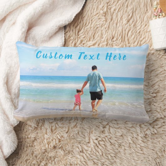 カスタム文字付き家族の写真枕 ランバークッション (ブランケット)