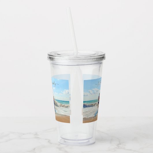 カスタム文字付き家族フォトアクリルタンブラー アクリルタンブラー (左)