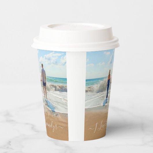 カスタム文字付き家族フォト紙カップ 紙コップ (左)