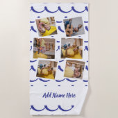 カスタム文字付き6枚のフォトフレーパーソナライズされたム ビーチタオル (正面)