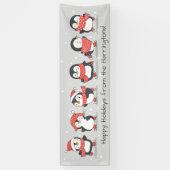 カスタム文字冬ペンギンの旗 横断幕 (縦)