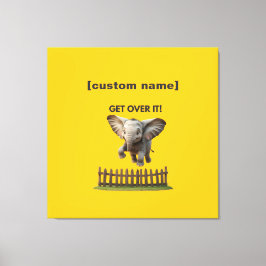 カスタム文字又は名飛んでいる象 キャンバスプリント