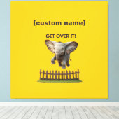 カスタム文字又は名飛んでいる象 キャンバスプリント (インサイチュ (ウッドフロア))