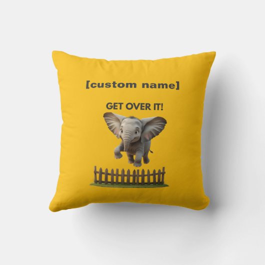 カスタム文字又は名飛んでいる象 クッション (裏面)