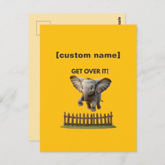 カスタム文字又は名飛んでいる象 ポストカード (正面/裏面)