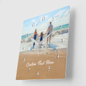 カスタム文字名の写真の壁時計ギフト スクエア壁時計 (傾斜)