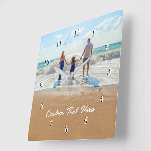 カスタム文字名の写真の壁時計ギフト スクエア壁時計 (傾斜)