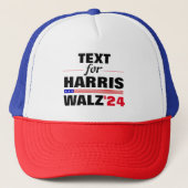 カスタム文字名Harris Walz 2024選挙 キャップ (正面)