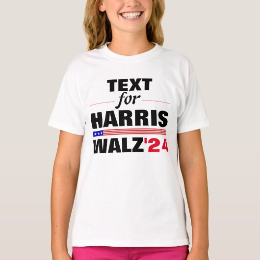 カスタム文字名Harris Walz 2024選挙 Tシャツ (正面)