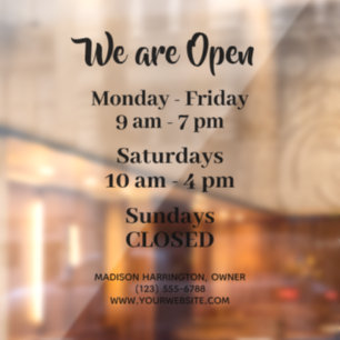 カスタム文字営業時間 ウィンドウサイン