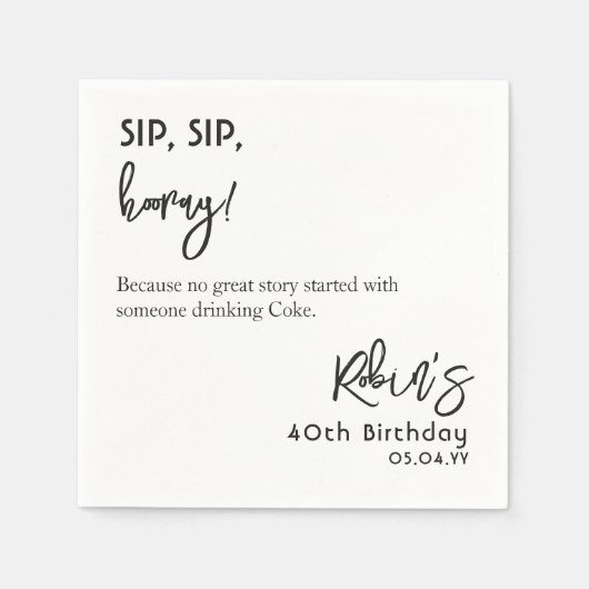 カスタム文字基おもしろい準40th 50th 60誕生日 スタンダードカクテルナプキン (正面)