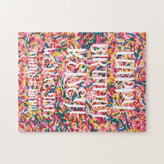 カスタム文字振りかける |ハッピーバースデー ジグソーパズル (横)