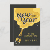 カスタム文字新年パーティー 招待状 (正面/裏面)