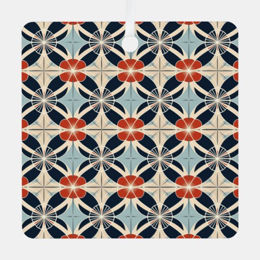 カスタム文字日本の花柄 メタルオーナメント (正面)