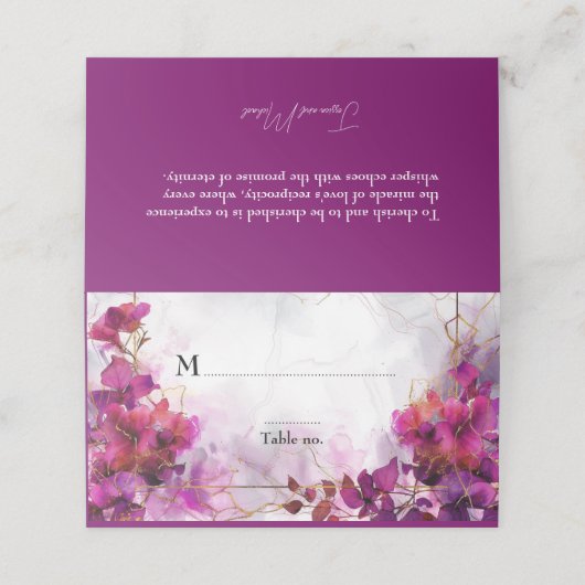 💍カスタム文字明るい赤紫色エンチャントウォーターカラー プレイスカード (外部開封)