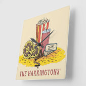 カスタム文字映画のバフ スクエア壁時計 (傾斜)